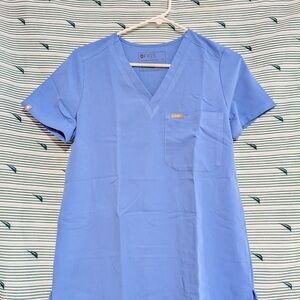 Figs Classic Blue V-Neck Scrub Top